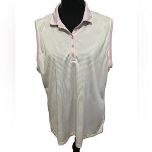 Nike Light Pink and White Striped Sleeveless Blouse XXL